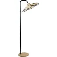 Raylee Floor Lamp with Flower Shade - Wood, Black