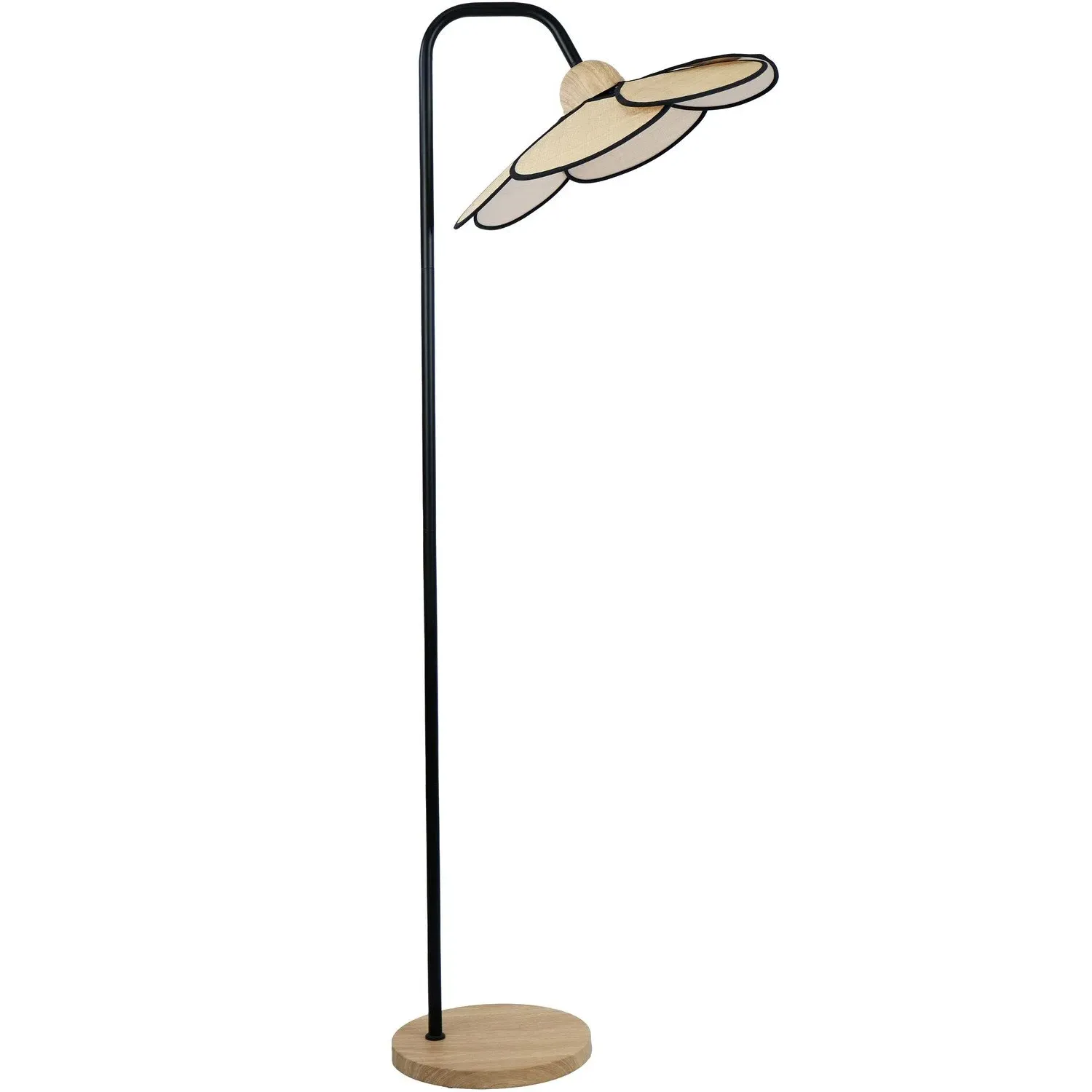 Raylee Floor Lamp with Flower Shade - Wood, Black image