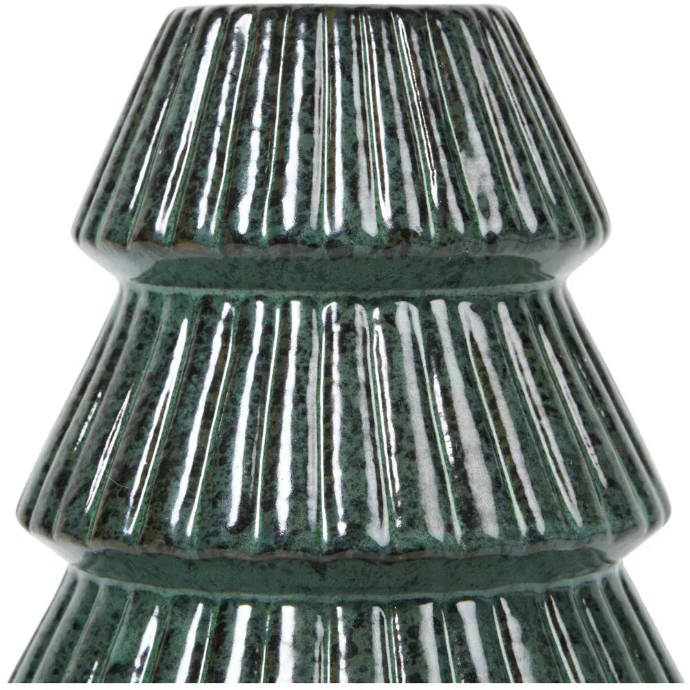 Reactive Glaze Tree Tealight Holder - Green