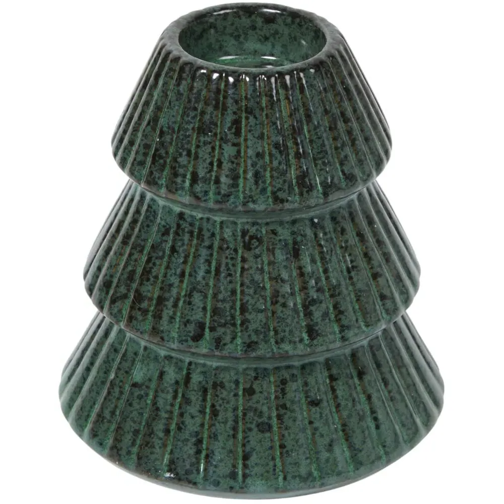 Reactive Glaze Tree Tealight Holder - Green