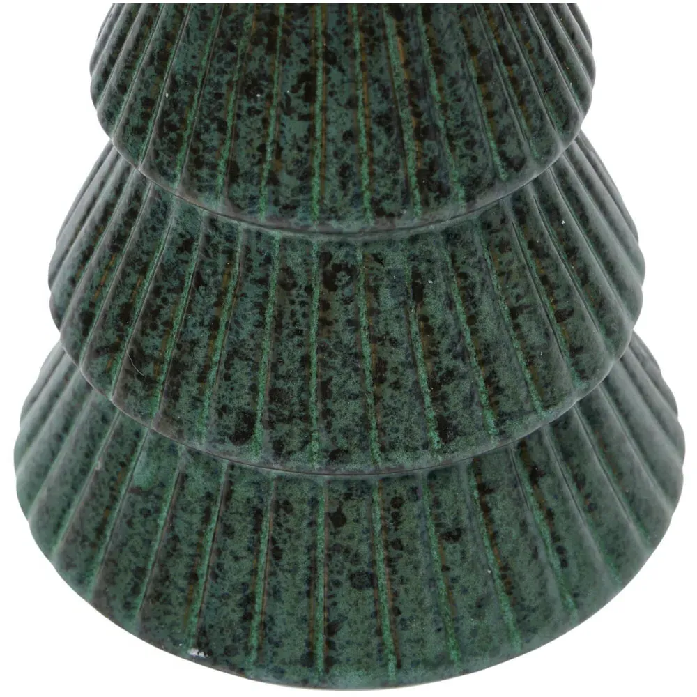 Reactive Glaze Tree Tealight Holder - Green