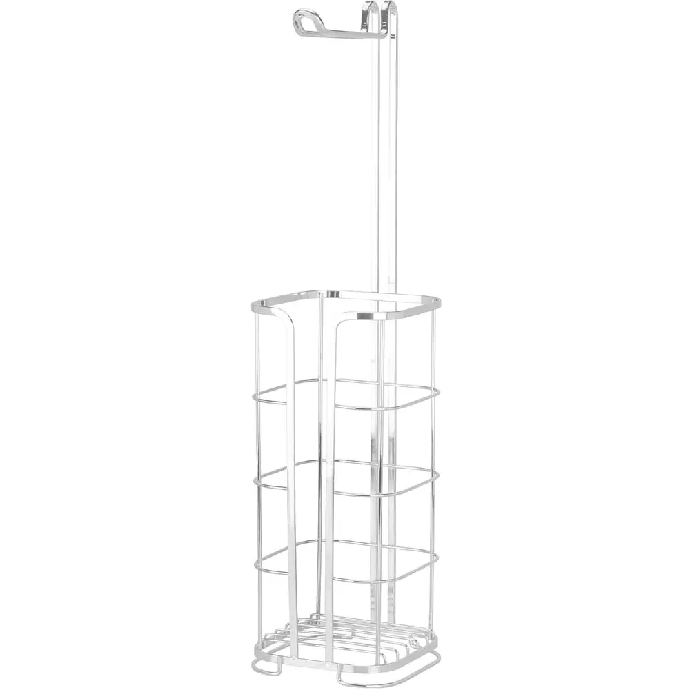 Rectangular Toilet Roll Holder with Arm - Chrome image