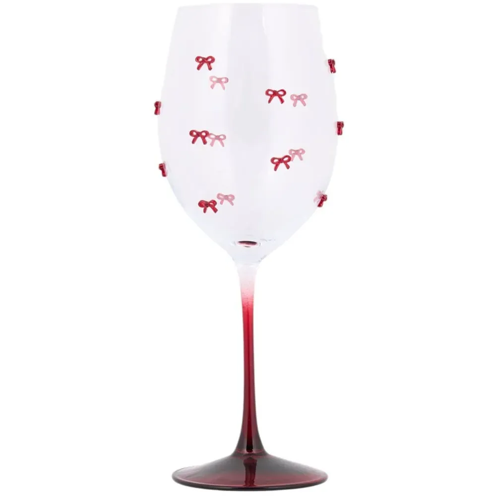 Red Bows Wine Glass - Red image