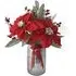 Red Poinsettia Artificial Flower in Silver Jar