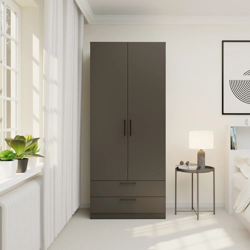Regent 2-Door Wardrobe with 2 Drawers - Black