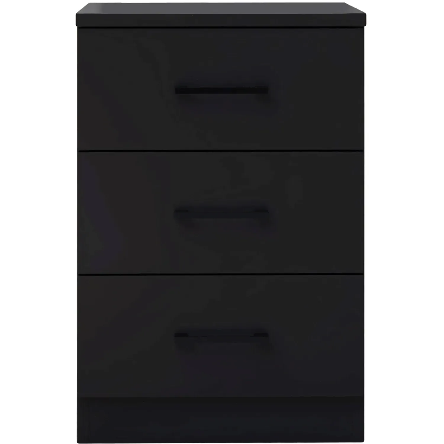 Regent 3-Drawer Bedside Table - Black