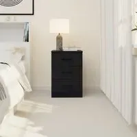 Regent 3-Drawer Bedside Table - Black