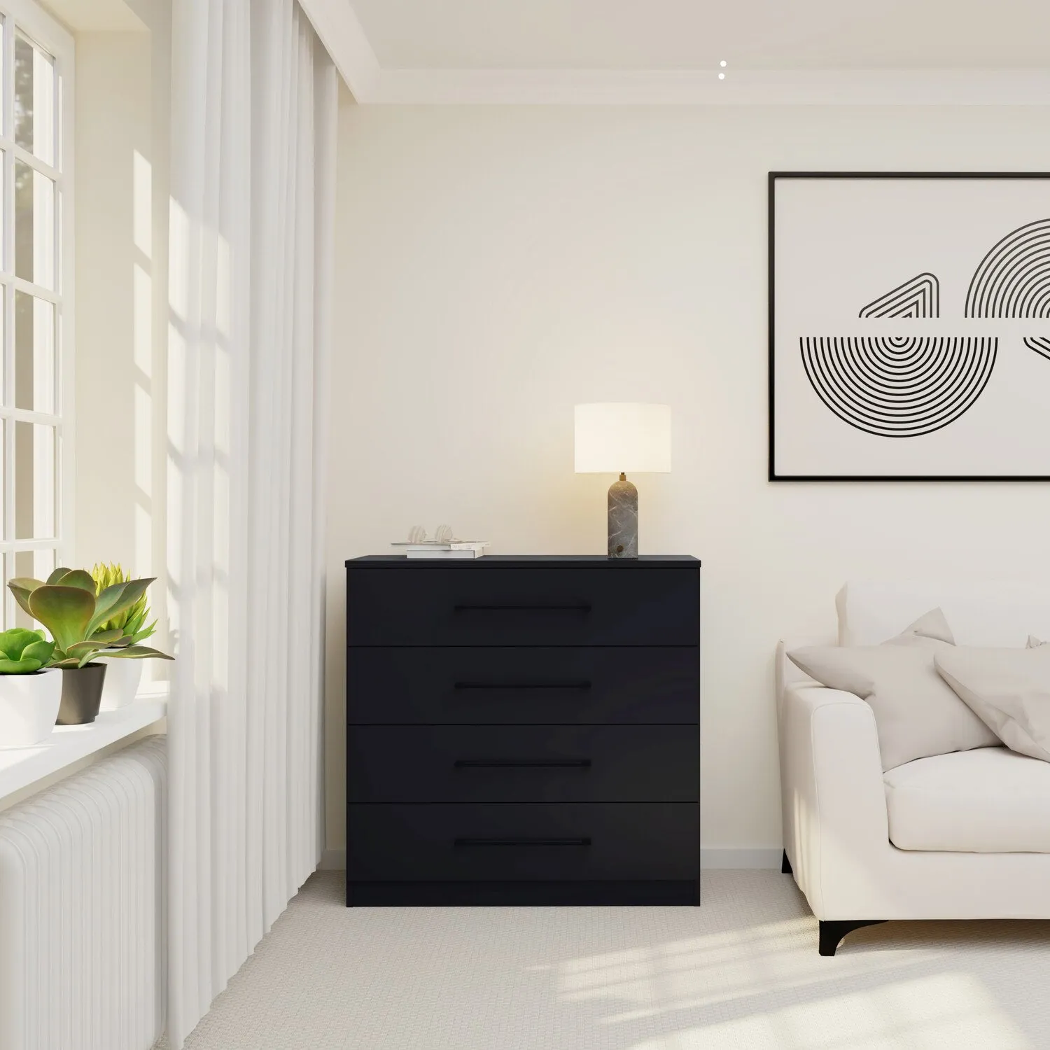 Regent 4-Drawer Storage Chest - Black