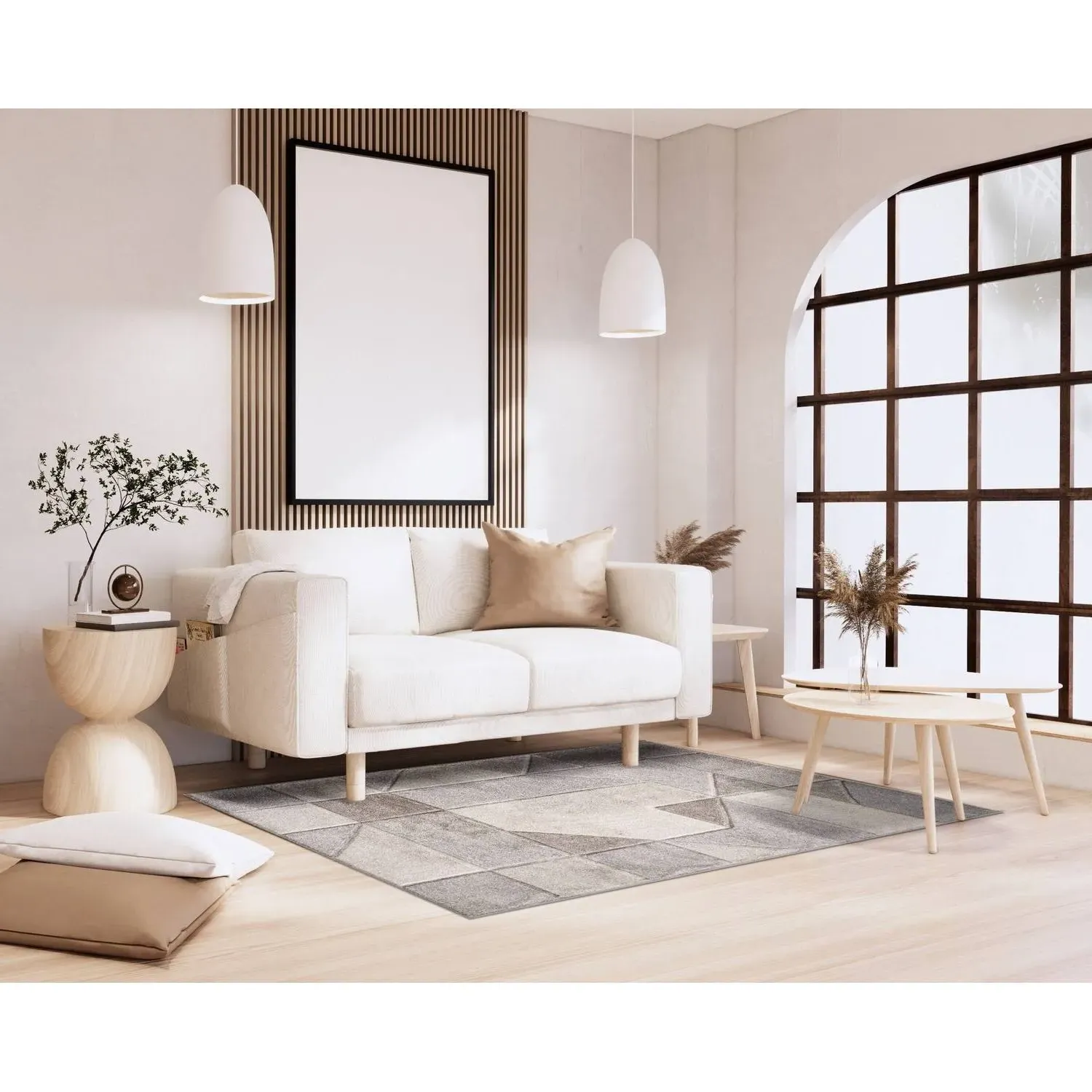 Retro Edge 120cm Round Rug - Natural