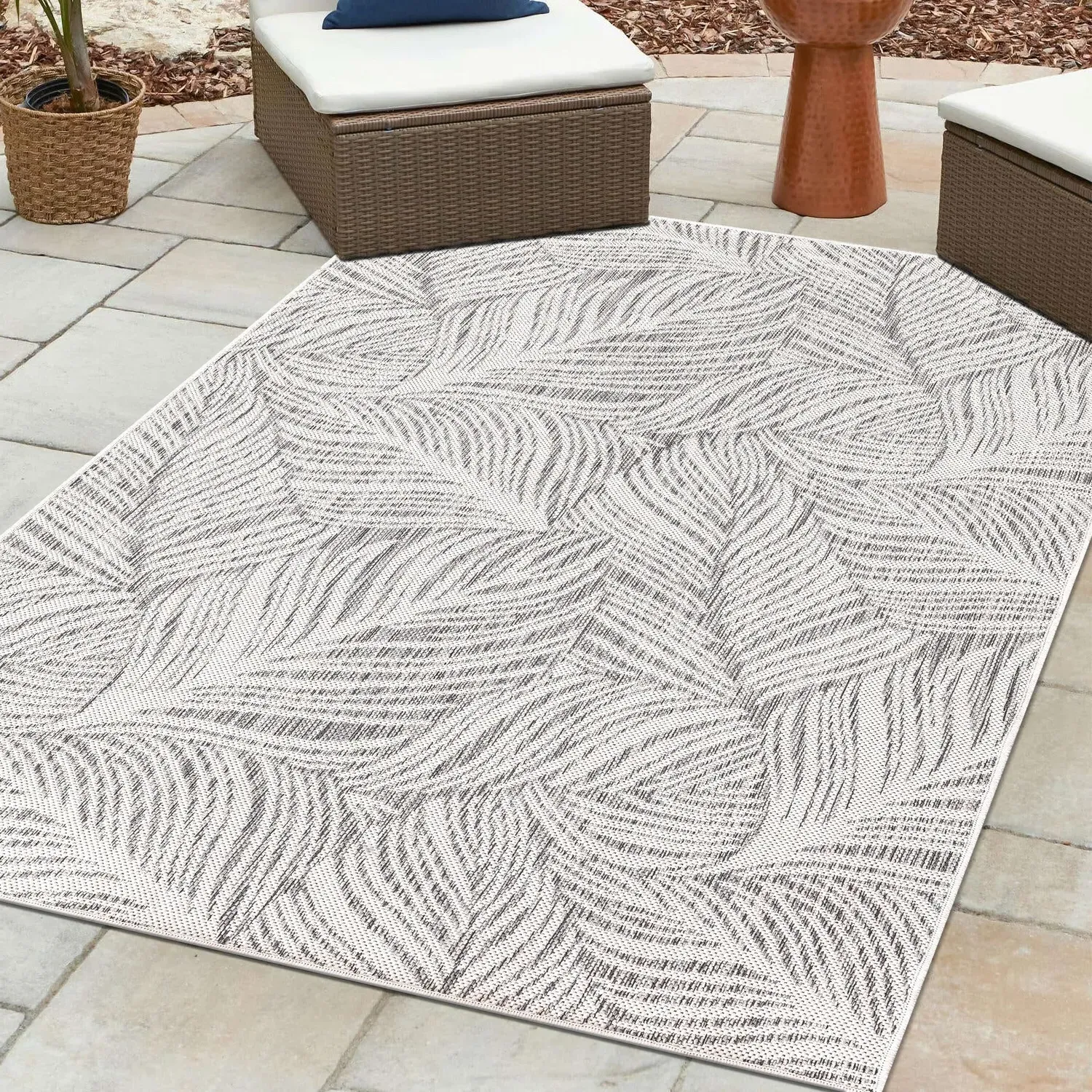 Rhode Island Palm Rug 160cm - Grey