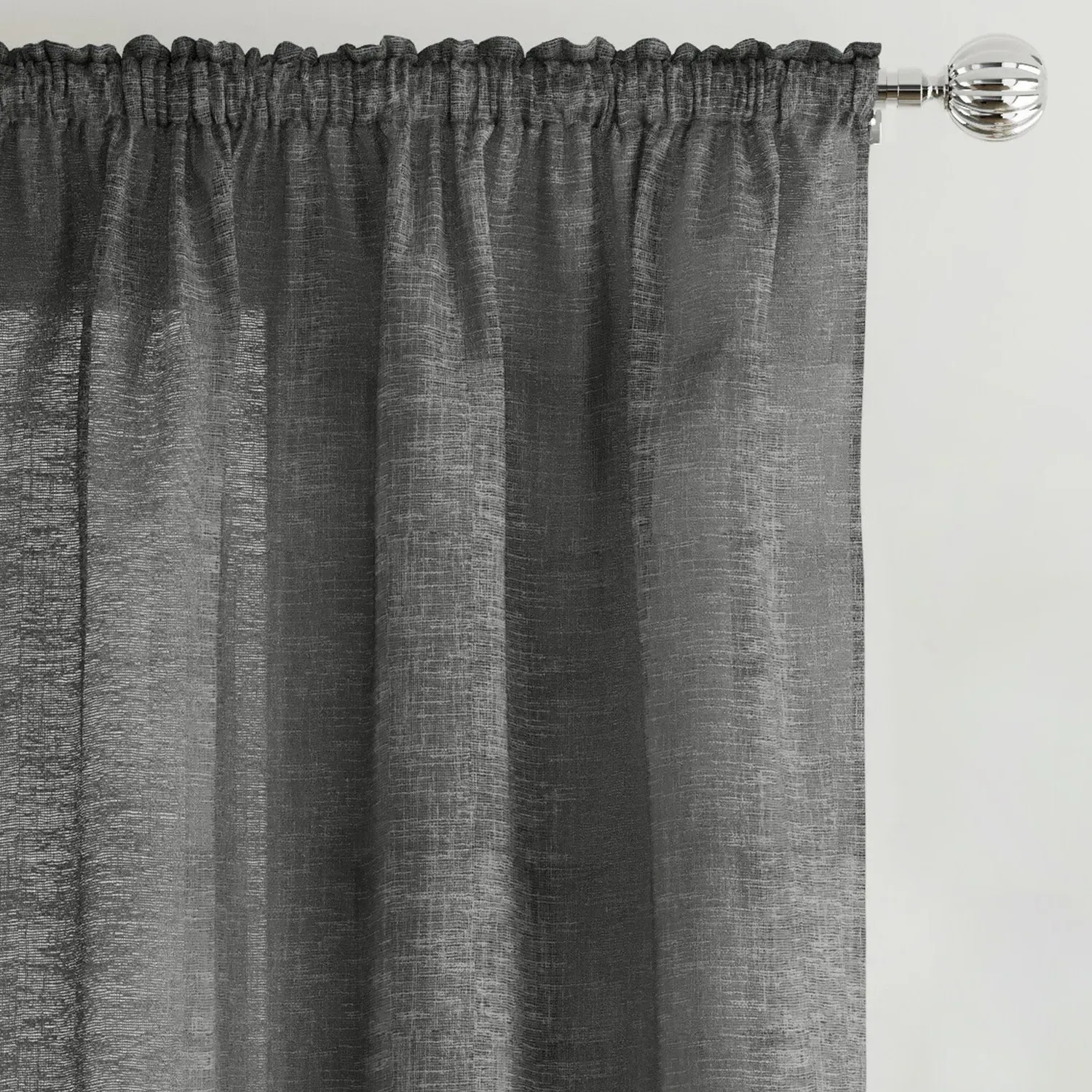 Rhodes Voile Panel Curtain - Charcoal