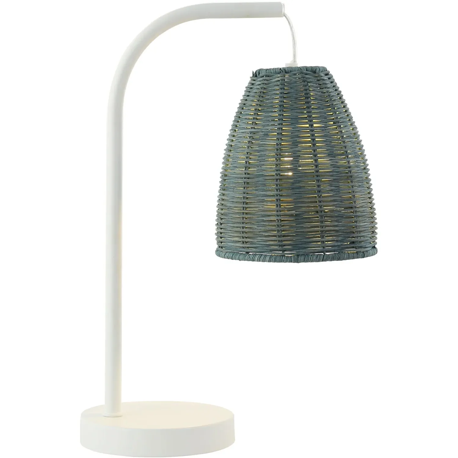 Rhyan Table Lamp with Rattan Shade - White