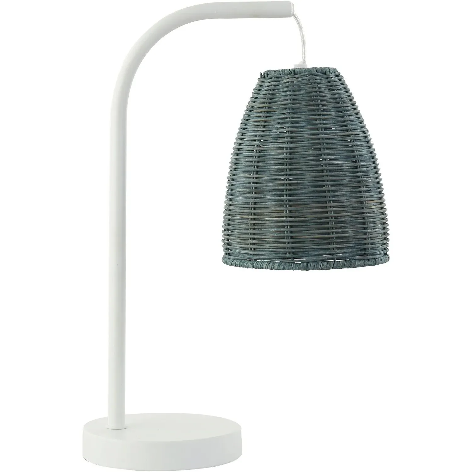 Rhyan Table Lamp with Rattan Shade - White