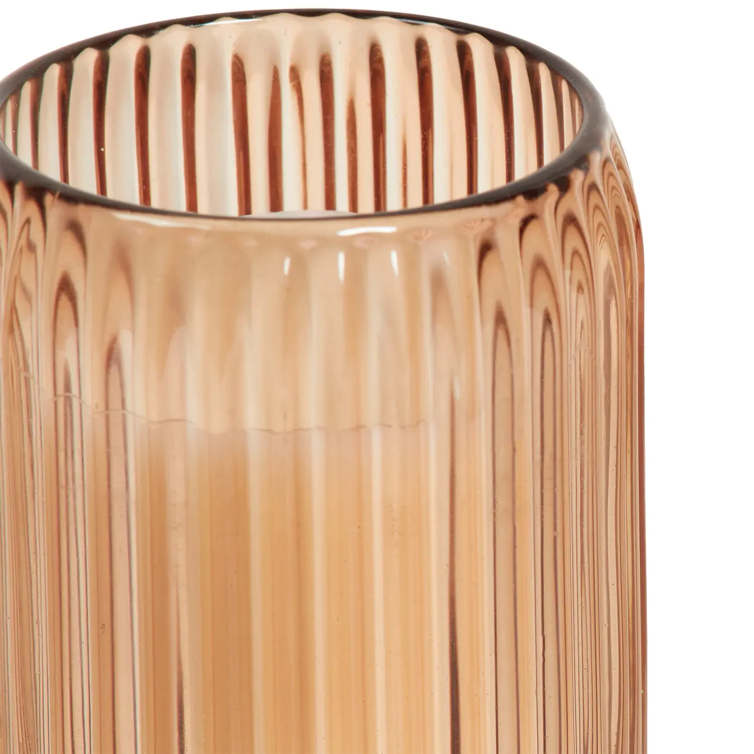 Ribbed Glass Candle - Brown/Green/Orange
