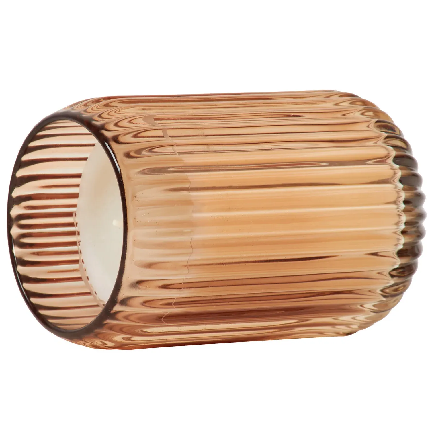 Ribbed Glass Candle - Brown/Green/Orange