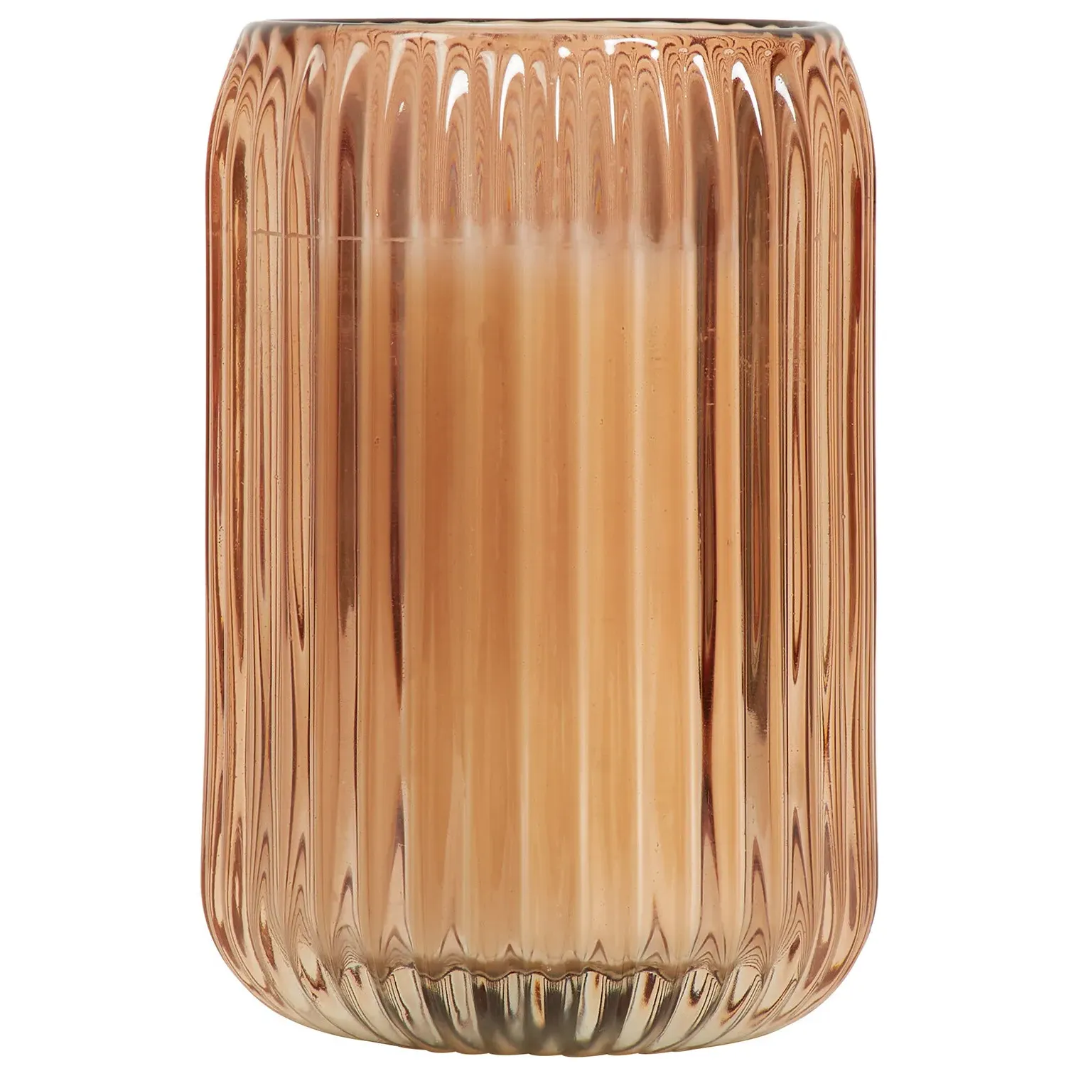 Ribbed Glass Candle - Brown/Green/Orange