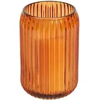 Ribbed Glass Candle - Brown/Green/Orange