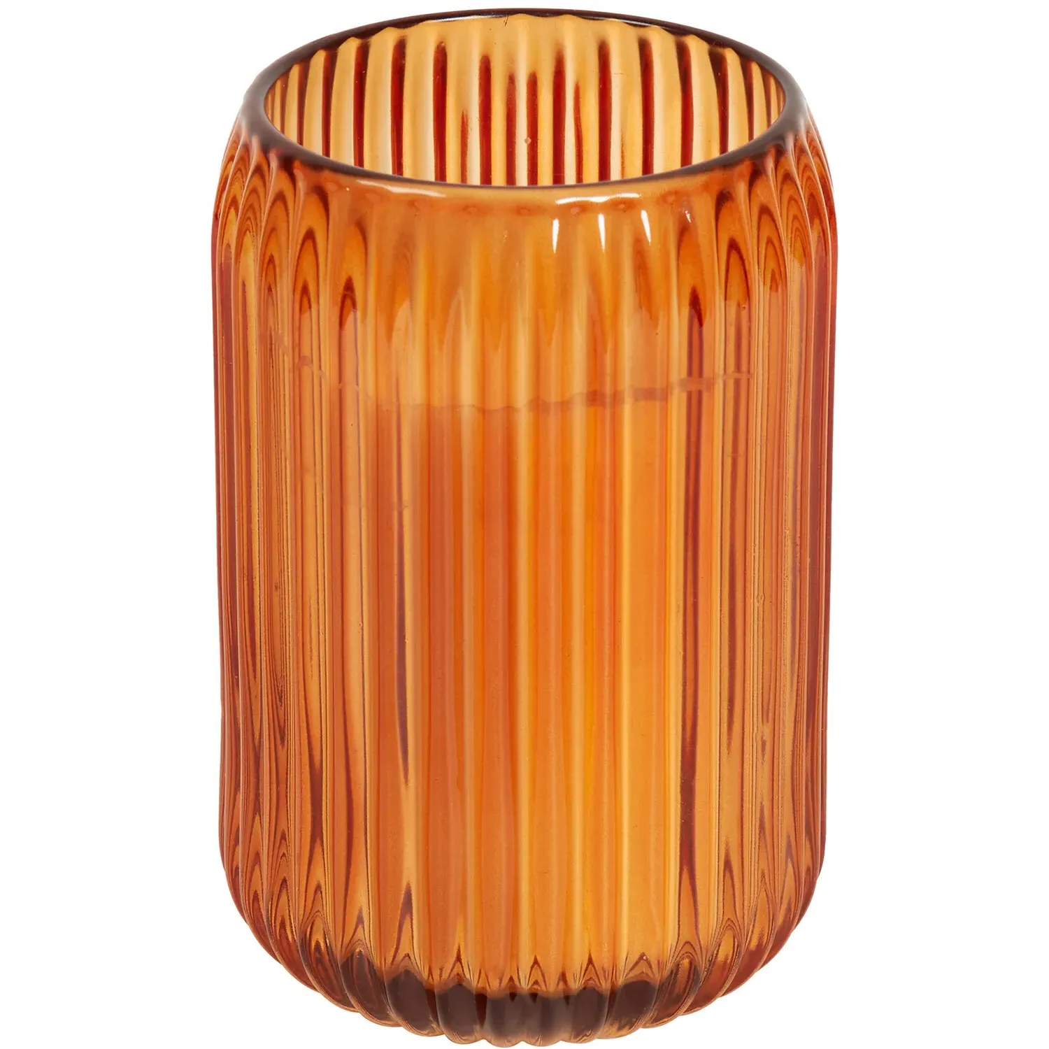 Ribbed Glass Candle - Brown/Green/Orange image