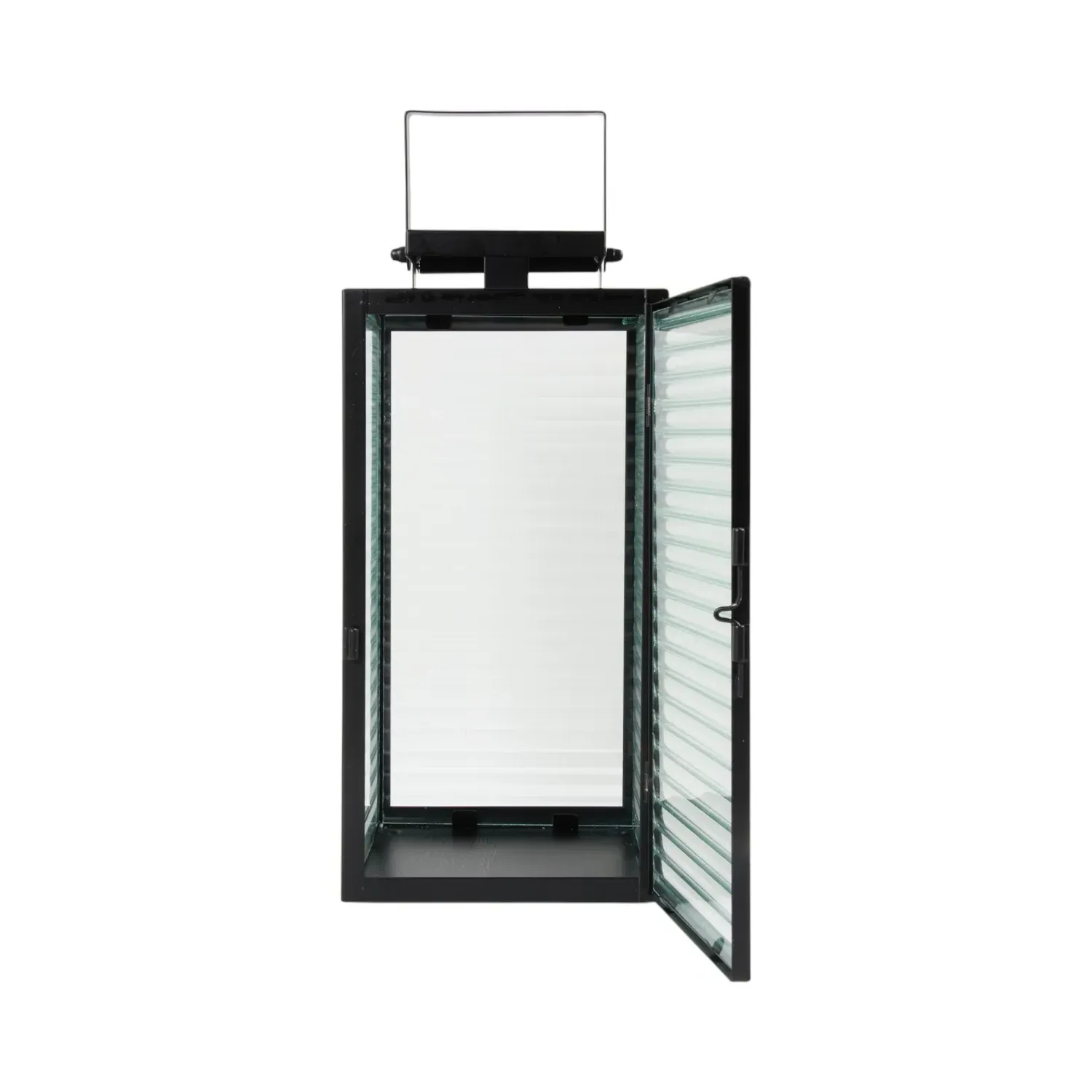 Ribbed Glass Lantern - Black