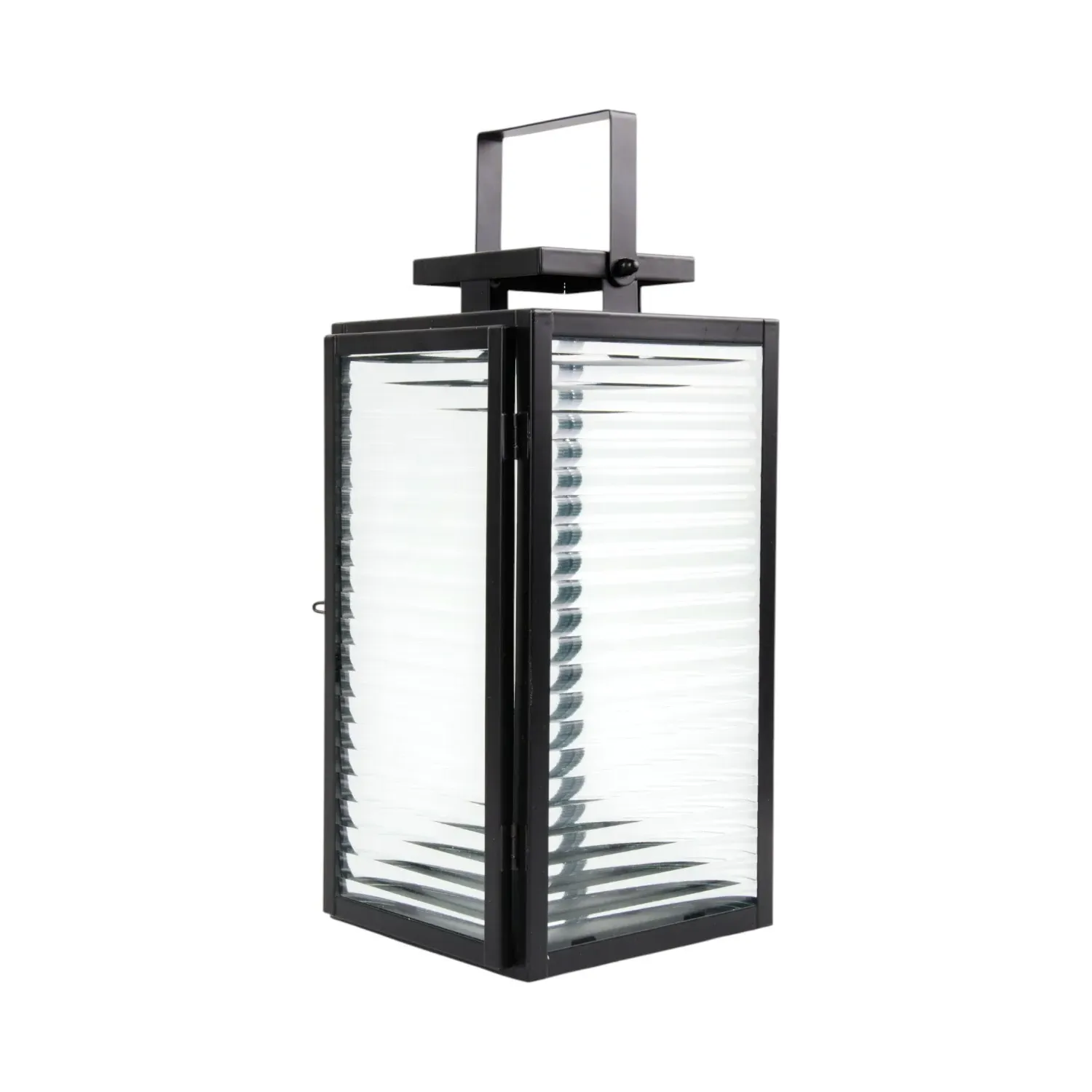 Ribbed Glass Lantern - Black