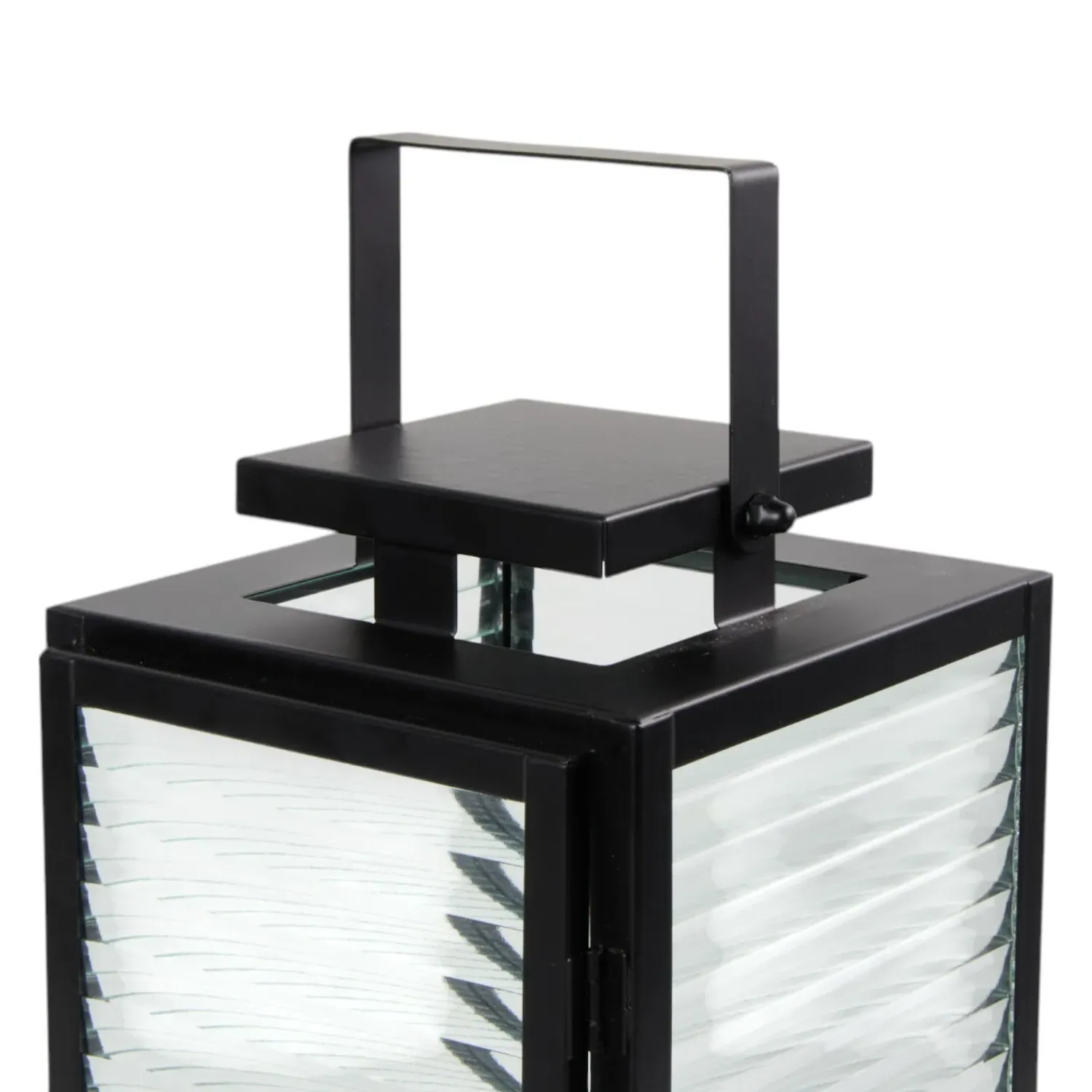 Ribbed Glass Lantern - Black