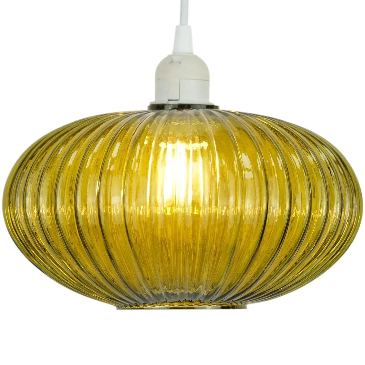 Ribbed Glass Pendant Light - Green