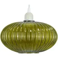 Ribbed Glass Pendant Light - Green