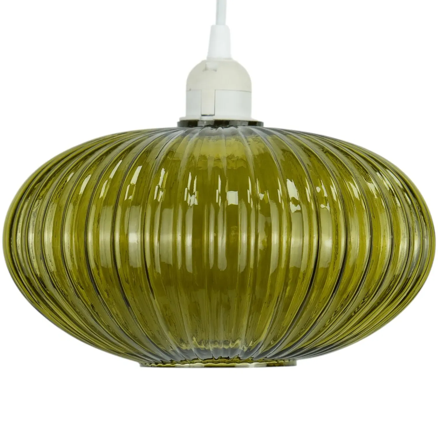 Ribbed Glass Pendant Light - Green image