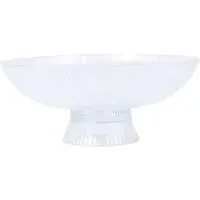 Ribbed Glass Serving Bowl - Clear