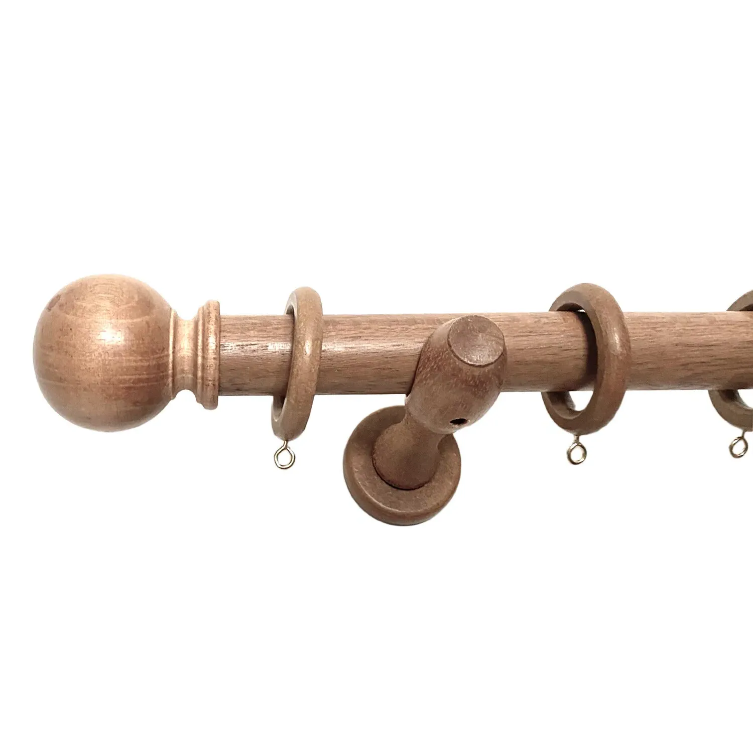 Richmond 180cm Curtain Pole with Ball Finials - Rustic Oak