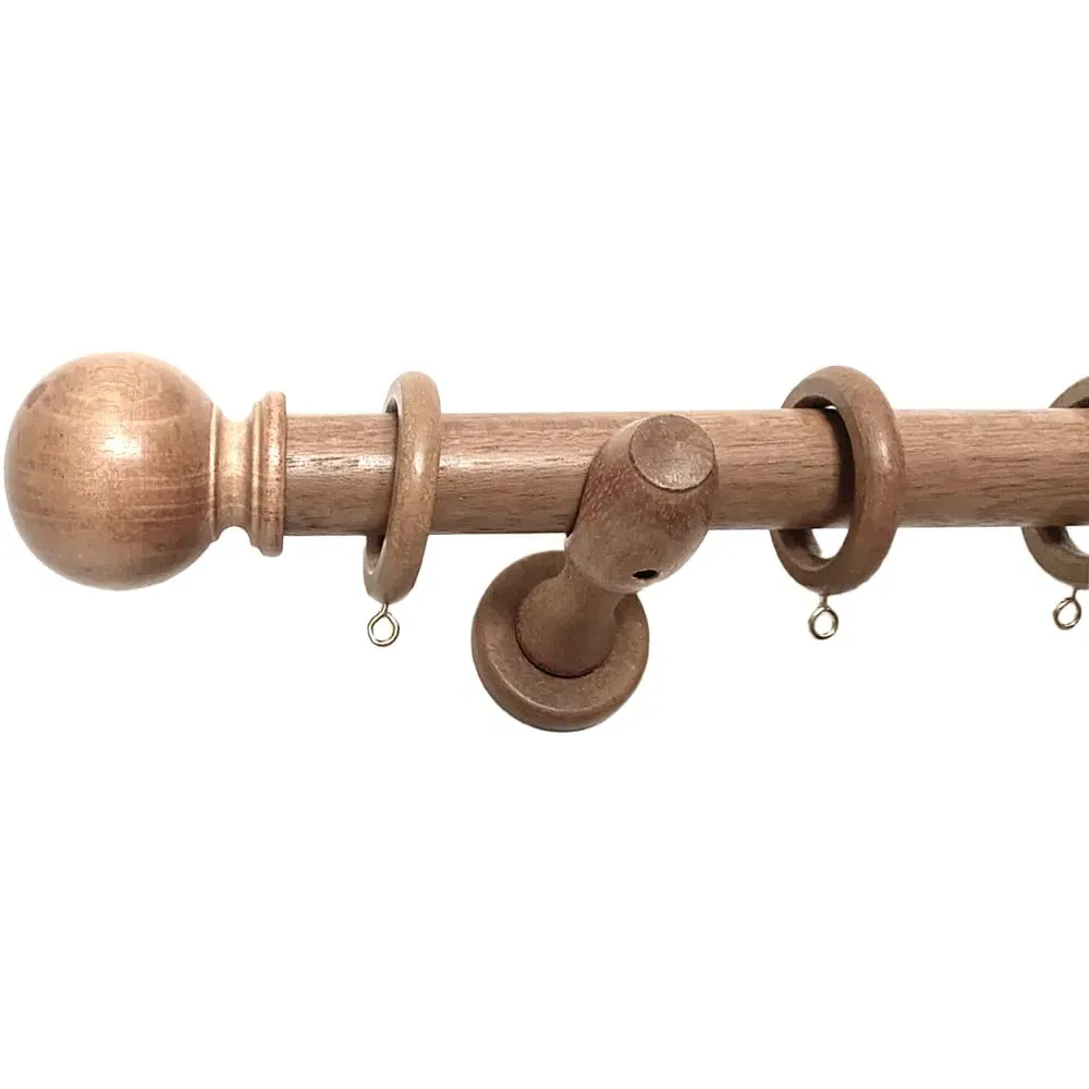 Richmond 240cm Curtain Pole with Ball Finials - Rustic Oak