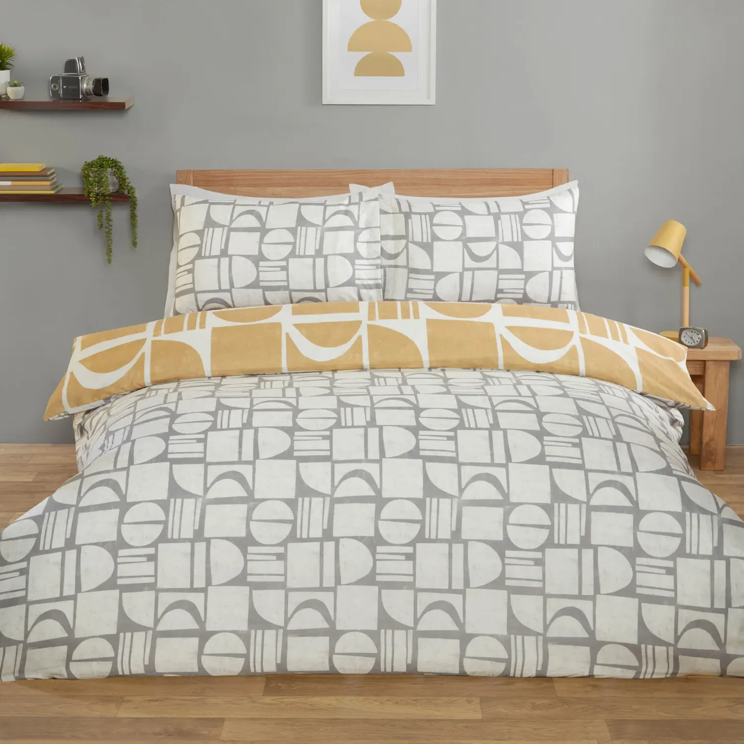 Riley Geo Double Bedding Set - Mustard
