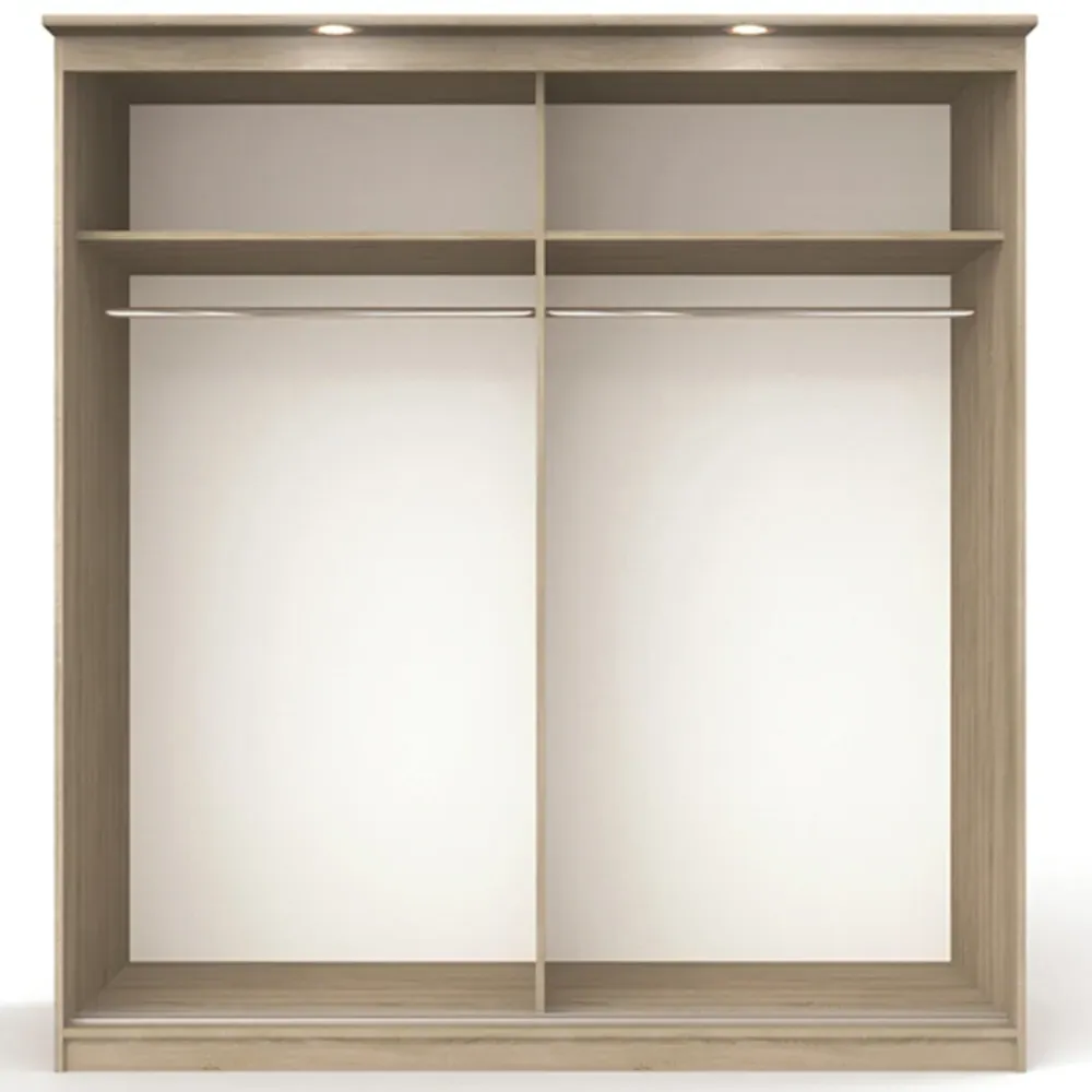 Riviera 2 Door Large Mirror Wardrobe with Lights - Light Oak