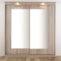 Riviera 2 Door Large Mirror Wardrobe with Lights - Light Oak