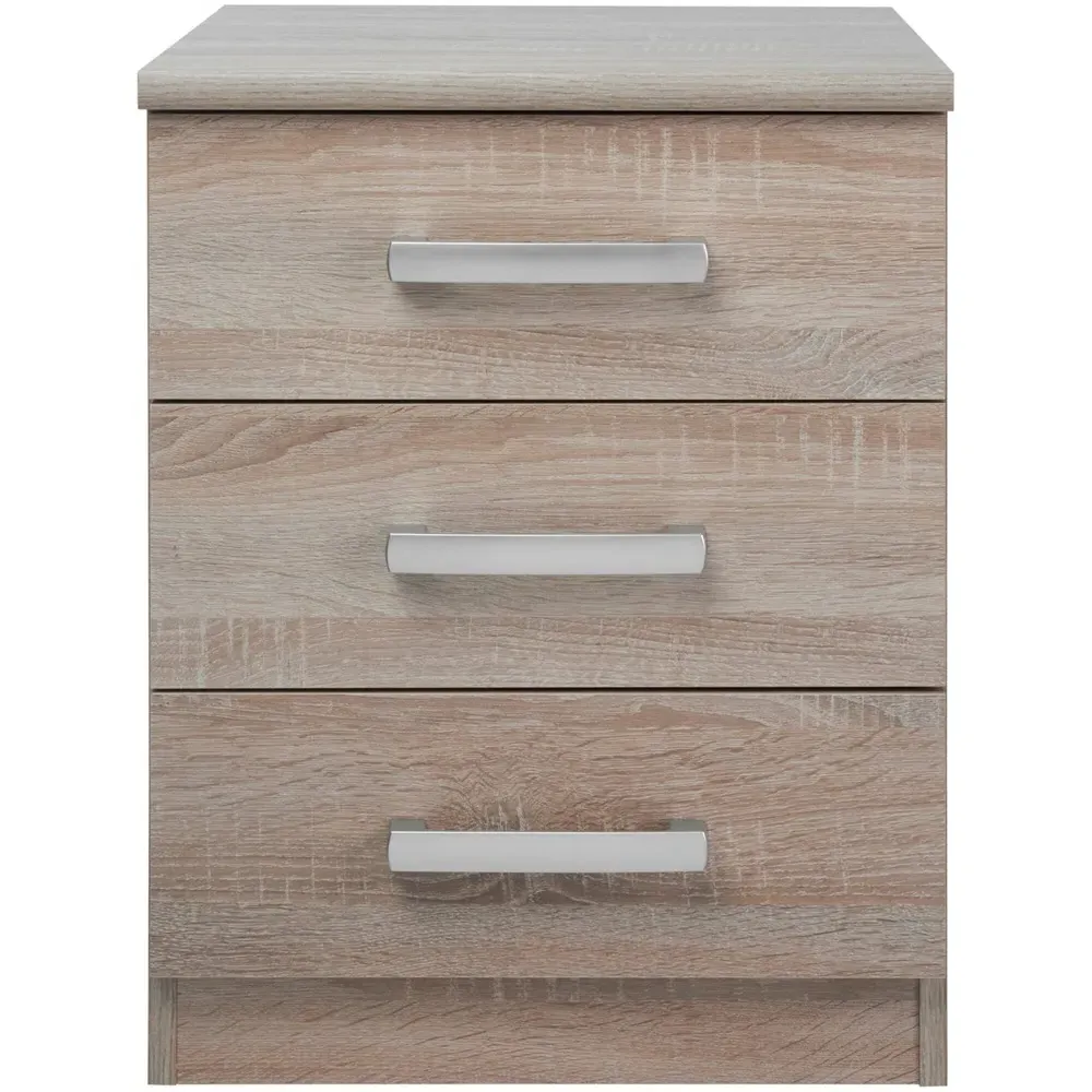 Riviera 3 Drawer Bedside Table - Light Oak