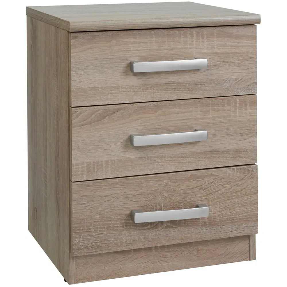 Riviera 3 Drawer Bedside Table - Light Oak