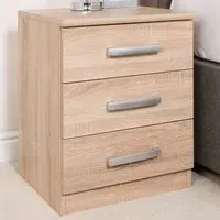 Riviera 3 Drawer Bedside Table - Light Oak