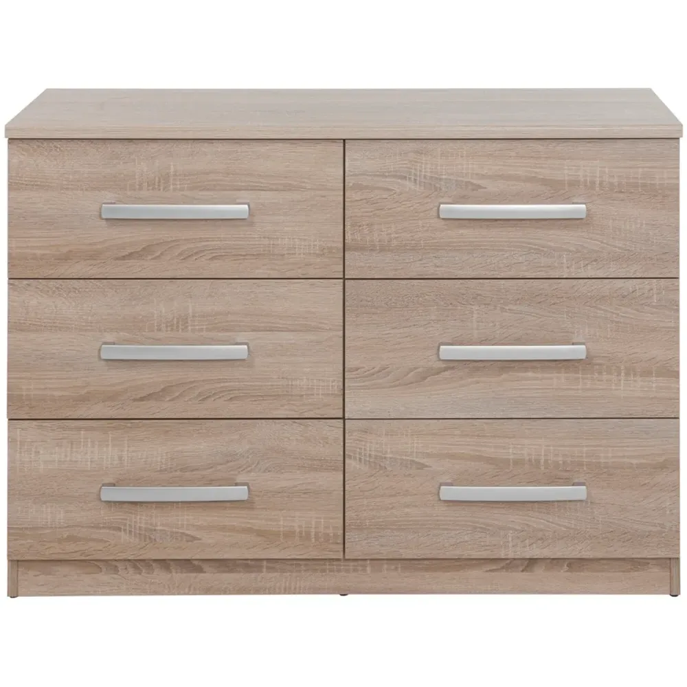 Riviera Wide 6 Drawer Storage Chest - Light Oak