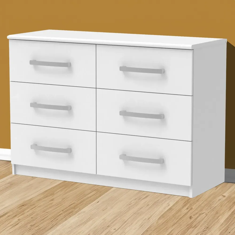 Riviera Wide 6 Drawer Storage Chest - White