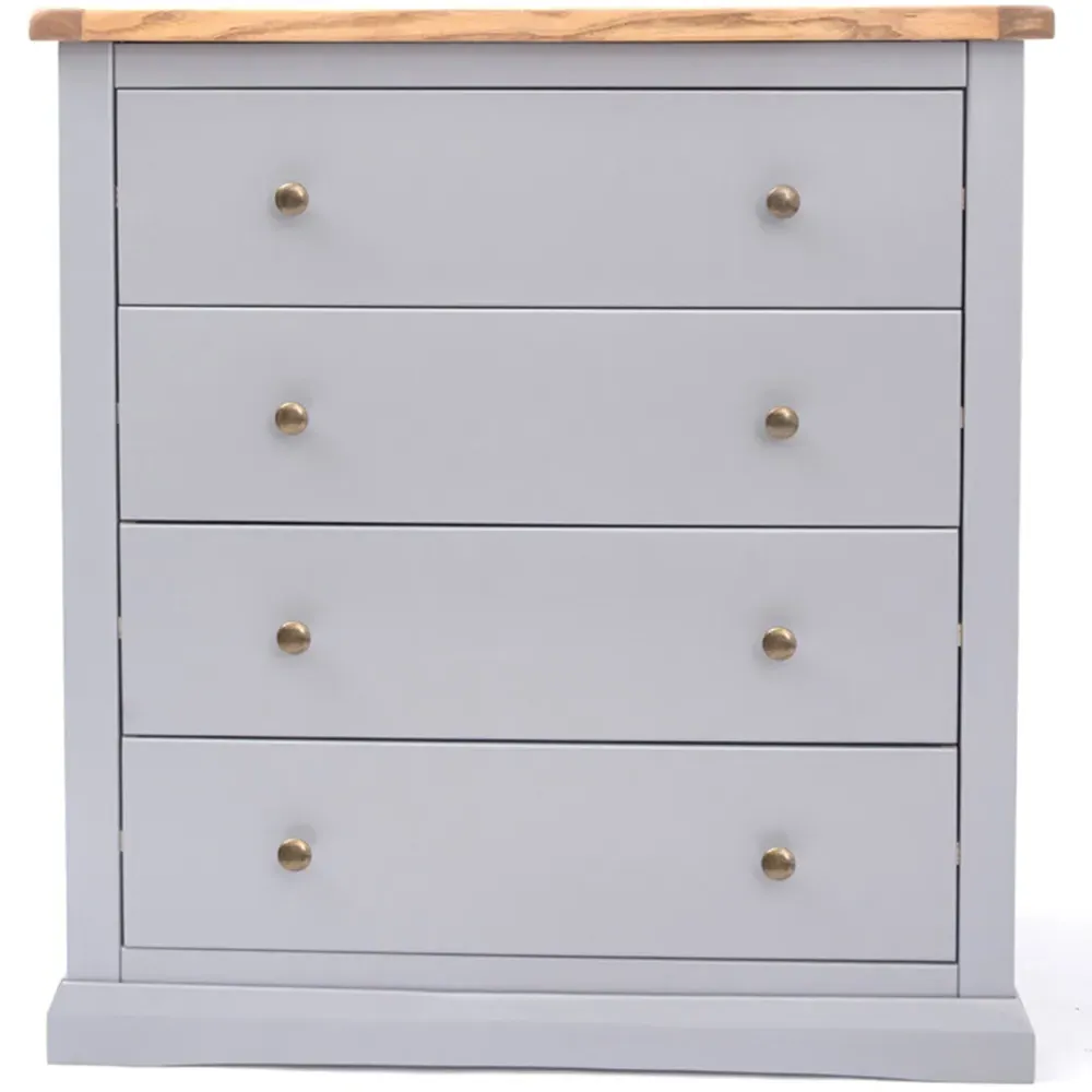 Rocca 4 Drawer Chest of Drawers with Brass Knob - Grey