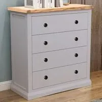 Rocca 4 Drawer Chest of Drawers with Brass Knob - Grey