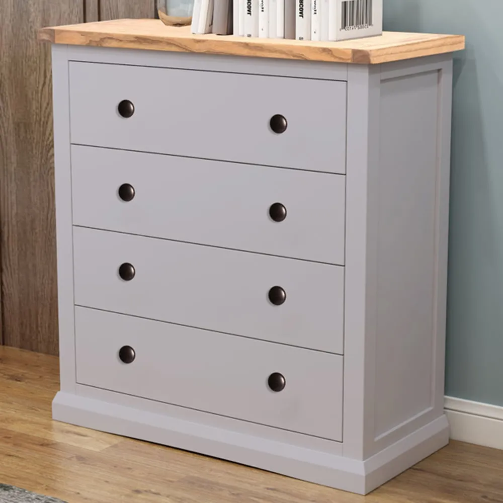 Rocca 4 Drawer Chest of Drawers with Brass Knob - Grey image