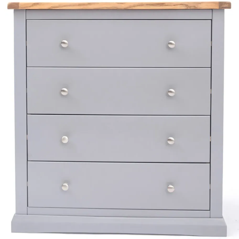 Rocca 4 Drawer Chest of Drawers with Chrome Knob - Grey