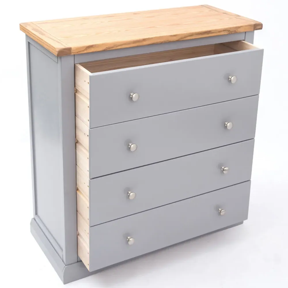 Rocca 4 Drawer Chest of Drawers with Chrome Knob - Grey