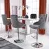 Rocco Adjustable Bar Stool with Swivel - Grey, Velvet