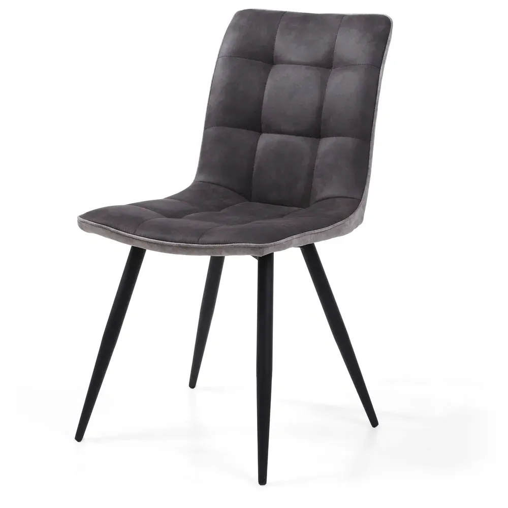 Rodeo Set of 2 Dining Chairs - Dark Grey, Suede Effect