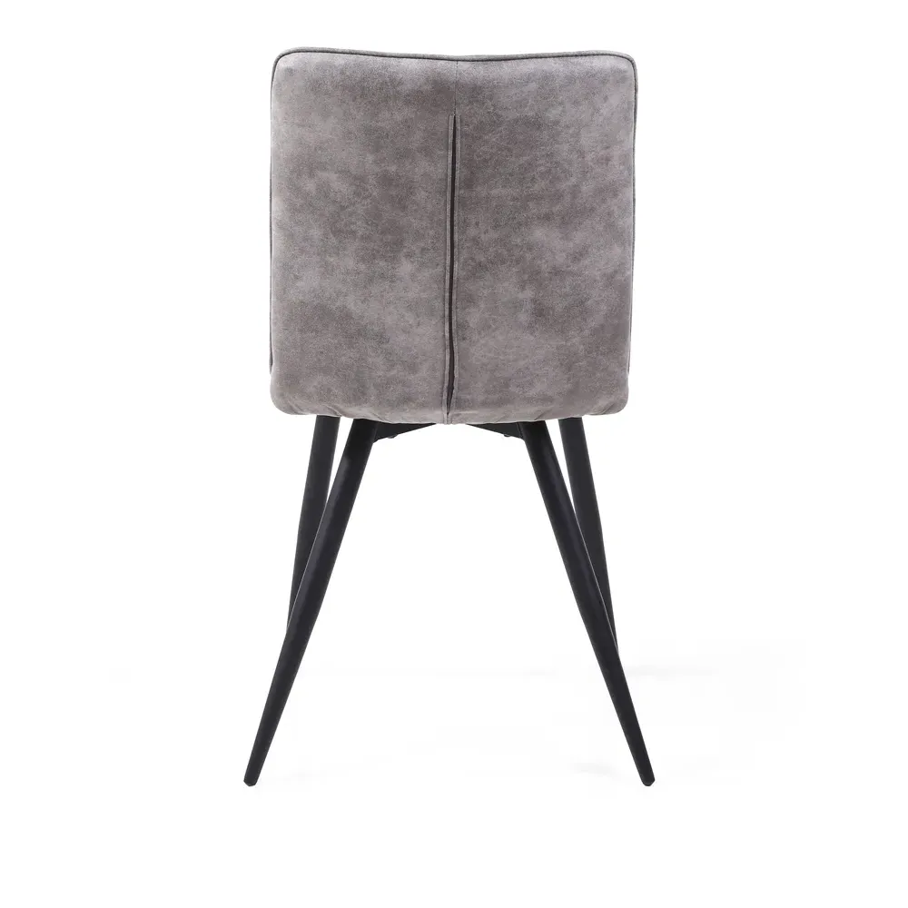 Rodeo Set of 2 Dining Chairs - Dark Grey, Suede Effect