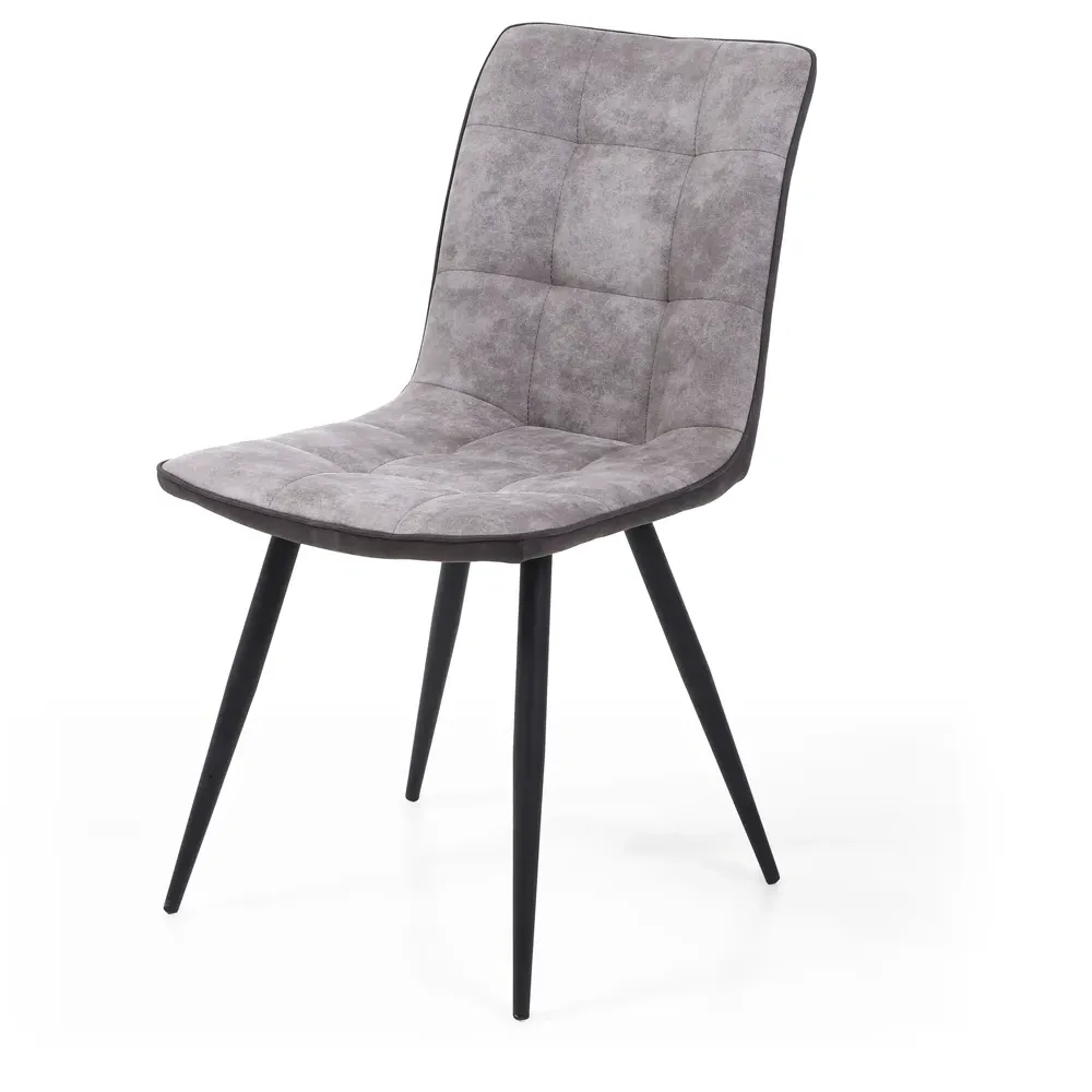 Rodeo Set of 2 Dining Chairs - Light Grey, Suede Effect
