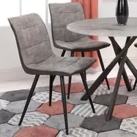 Rodeo Set of 2 Dining Chairs - Light Grey, Suede Effect
