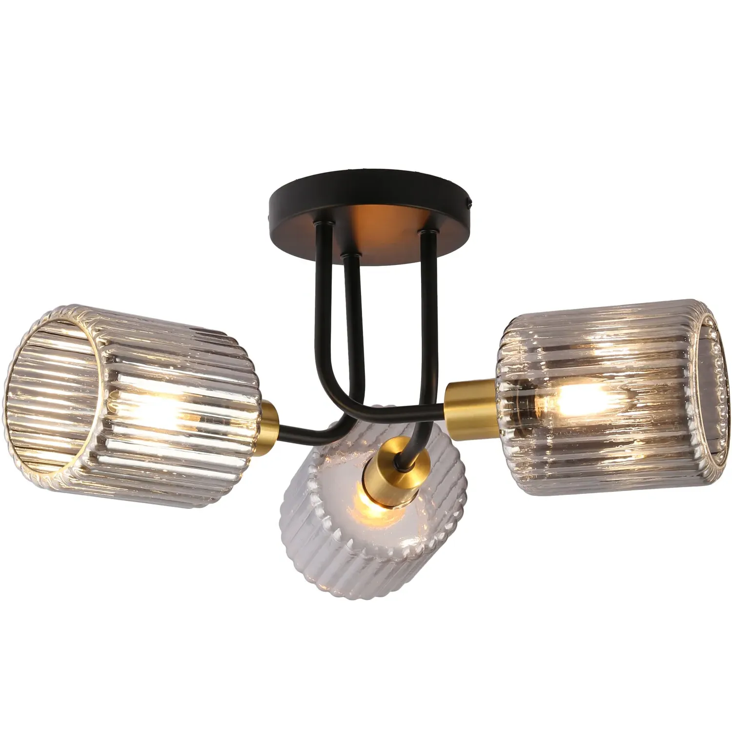 Roman 3 Arm Flush Ceiling Fitting - Smoked Black